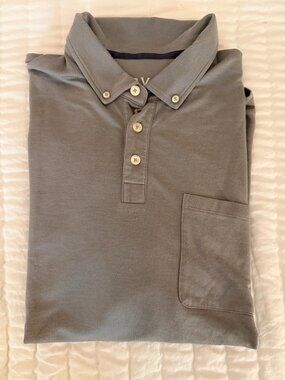 Orvis Men’s XL Gray Short Sleeve Polo Shirt Button-Down Collar Pocket